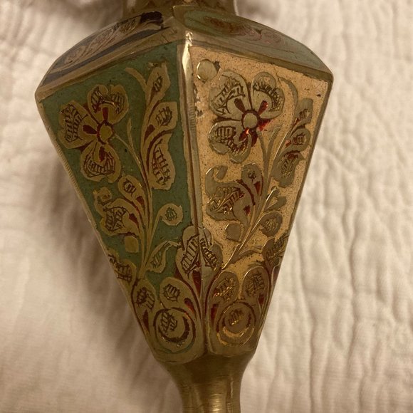 Two Antique Brass Decor Vases - Picture 7 of 12